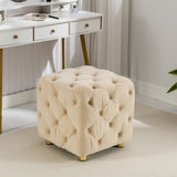 Beige Modern Velvet Upholstered Ottoman, Exquisite Small End Table, Soft Foot Stool,Dressing Makeup W1170103515