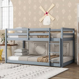 ZUN Solid Wooden, Solid Rubber Wooden Twin over Twin Loft Bed with Ladder, with Bed Platform of W504P191663