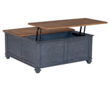 40 inch Lift-Top Coffee Table, No Assembly Required, Corduroy Blue Finish B108P193077