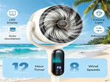 Adjustable Height Standing Fan with Remote Control, 8 Speed Quiet Floor Fan LED Touch Panel 12H 20042032