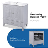 30" Bathroom Vanity with Sink Vintage Style, Multi-functional Storage Space, Door Shelf, N759P218644E