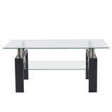 ZUN Arc Shaped Two Tiers Tempered Glass Coffee Table 58251189