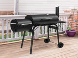 Barrel Charcoal Grill with Offset Smoker, All Metal Smoker with Side Table and Wheels for 04093405