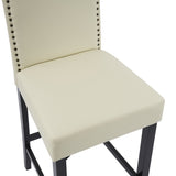 Barstools Set of 2, Counter Height Upholstered Bar Stools for Kitchen Island, Beige Rubberwood Legs N779P254675P