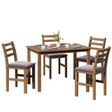 ZUN 5PCS Stylish Dining Table Set 4 Upholstered Chairs with Ladder Back Design for Dining Room Kitchen 02910821