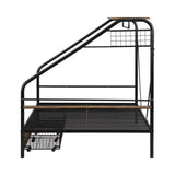 ZUN Full Size Metal Frame Platform Bed with Clothes Rack, Storage Shelves and 2 Drawers, Black 18571987