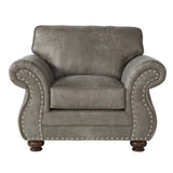 Leinster Faux Leather Upholstered Nailhead Chair and Ottoman T2574P196949
