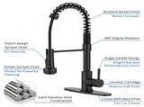 Kitchen Faucet with Pull Down Sprayer and 4 Spraying Modes Single Handle Commercial Spring Kitchen 67421386
