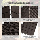 ZUN Patio Interlocking Deck Tiles, 12"x12" Square Composite Decking Tiles, Four Slat Plastic Outdoor W1859P184890