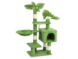 48in Plush Cat Tree with Leaves, Multi-level Cat Tower with Cat Condo, Cozy Hammock, Sisal 44394906