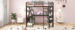 ZUN Twin Size Loft Bed with 4 Layers of Shelves and L-shaped Desk, Stylish Metal Frame Bed with a set of 62535141