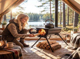 Portable Foldable Wood Burning Tent with 5 Sections Chimney, Heavy Duty Carbon Steel Camping 76927627
