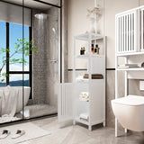 Large capacity multifunctional bamboo storage cabinet furniture for bathroom and living room white W2207P242507