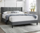 Elegant Modern Gray Brushed Linen 1pc Queen Size Bed Upholstered Box Design Headboard Bedframe B011P238938