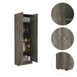 Buxton Rectangle 2-Door Storage Tall Cabinet Dark Brown and Black Wengue B06280491