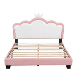 Full size Upholstered Princess Bed With Crown Headboard,Full Size Platform Bed with Headboard and N733P180808H