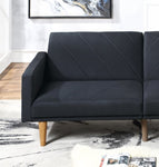 ZUN Modern Electric Look 1pc Convertible Sofa Couch Black Linen Like Fabric Cushion Clean Lines Wooden HS00F8504-ID-AHD