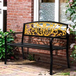 ZUN 50" Iron Outdoor Courtyard Decoration Park Leisure Bench 16427178