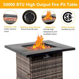 ZUN 28-Inch Fire Table,50000 BTU Gas Firepit with Volcanic Stone Black 53574282