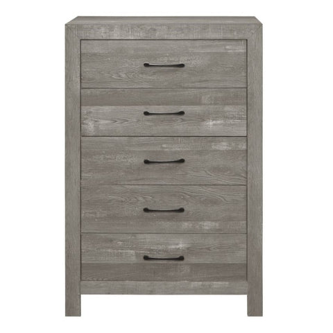 ZUN Rustic Design Gray Finish 1pc Chest with Storage Drawers Black Metal Hardware Bedroom Furniture B01146553