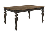 ZUN Traditional 1pc Dining Table Two-Tone Finish Gray Brown Finish 18" Extension Leaf Beautiful Carved B011P190697