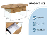 Coffee table with double drawers. The board surface is MDF sticker, and both sides are transparent W1151P191785