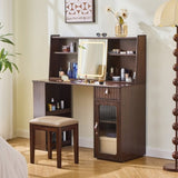 Elegant makeup vanity desk with 3 modes Adjustable Lighted Mirror,modern dressing table set with N844P257533W