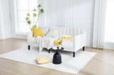 Elena Twin Size Ivory Boucle Upholstered Daybed, Ribbed Tufted Backrest, Daybed in Lavish Modern B083P163439