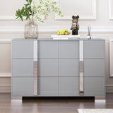 ZUN Elegant Modern Dresser with Metal Handle,Mirrored Storage Cabinet with 6 Drawers for Bedroom,Living 24755418