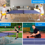 ZUN 8ft Mid-Size Table Tennis Table Foldable & Portable Ping Pong Table Set for Indoor & Outdoor Games 05742076