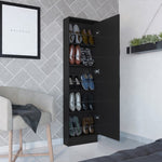 ZUN Black Wengue Rectangle Tall Shoe Cabinet with Mirror B06280407