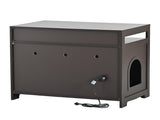 Litter Box Enclosure, Cat Litter Box Furniture with Hidden Plug, 2 Doors,Indoor Cat Washroom Storage 54231730