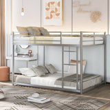 ZUN Full over Full Metal Bunk Bed, Low Bunk Bed with Ladder, Silve 35681571