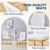 Luxury Simple Chair - Set of 4 White PU Material High Resilience Dining Chair with Metal Gold W1151P282689