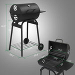 ZUN Charcoal Grills Outdoor BBQ Grill, Barrel Charcoal Grill with Side Table and Wheels, for Outdoor 49876379