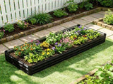 95" x 36" x 12" Black Galvanized Raised Garden Bed Easy Assembly Planter for Growing Flowers, 31370814