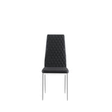 ZUN Black modern simple style dining chair leather chrome metal pipe diamond grid pattern restaurant W29964276