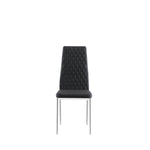 ZUN Black modern simple style dining chair leather chrome metal pipe diamond grid pattern restaurant W29964240