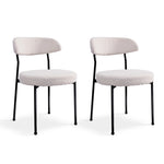 ZUN Boucle Upholstered Dining Chairs with Curved Backrest & Metal Legs Set of 2, Beige W2740P214245