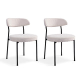 ZUN Boucle Upholstered Dining Chairs with Curved Backrest & Metal Legs Set of 2, Beige W2740P214245