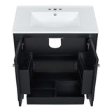 30" Bathroom Vanity with Sink, Two Doors with Shelf, Soft Close Door Hinges, Vintage Style, Black N759P226000B