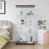 ZUN Two-door Glass Display Cabinet 4 Shelves with Door, Floor Standing Curio Bookshelf for Living Room 32822939