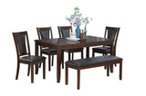 Beautiful Dining Room Furniture Walnut / Black 6pcs Set Dining Table 4x Side Chairs Bench Unique B011P291548