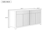 Modern Wave-Pattern Sideboard Cabinet with 2 Drawers and 4 Doors, 3-Level Adjustable Shelves, N711P269068C