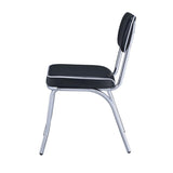 Set of 2 Upholstered Side Chairs, Black and Chrome B016P225404