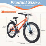 ZUN 24 Inch Bicycles , Fat Tire Mountain Bike for Boys and Girls Age 10 + Years ,Dual-Disc Brake,Shimano W1019P203876