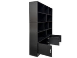70.87" Tall Bookshelf with 10 Cubes and 3 Doors, 4-Tier Bookshelf, Open Shelf Bookcase with Cabinet, W331P377354