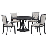 ZUN Retro 5-piece Dining Set Extendable Round Table and 4 Chairs for Kitchen Dining Room 66792879