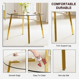 ZUN Modern minimalist style circular transparent tempered glass table, tempered glass tabletop, golden W1151138118