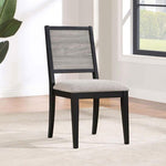 ZUN Set of 2 Dining Chairs with Upholstered Seat, Grey and Black B016P227318